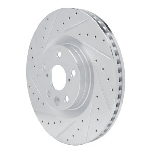 Lexus GS300 Brake Rotor (1) - Left Front - R1 Concepts - Drilled & Slotted - Silver - `11-`25